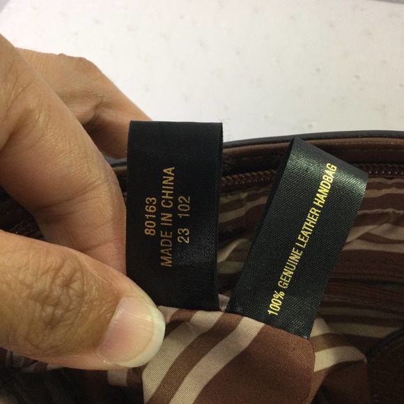 Etienne Aigner Brown Genuine Leather Color Block Zippered Small Shoulder Bag - Picture 10 of 12